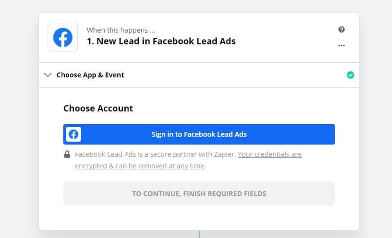 מדריך זאפייר - Facebook Lead ads - Step 2