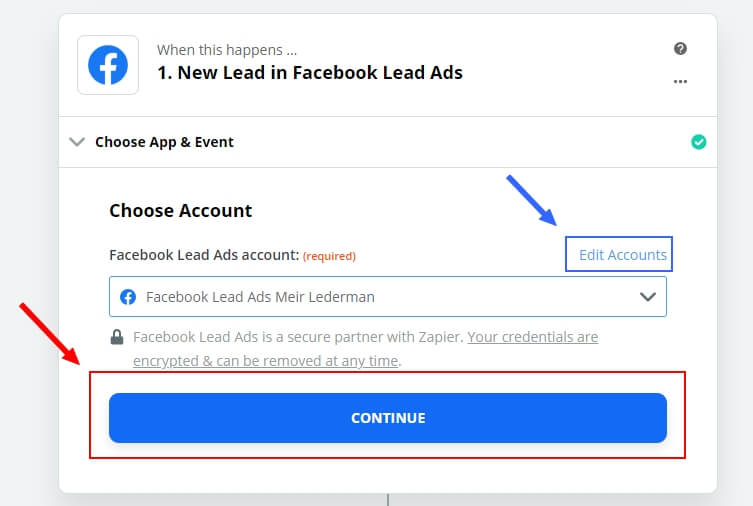 זאפייר Facebook Lead ads - Step 3