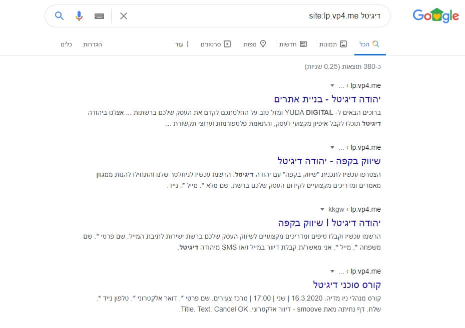 גוגל ניתוח תוצאות מתחרים